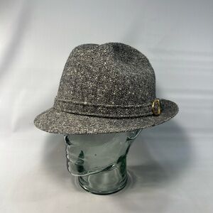 Vintage Hat Gray Tweed Wool Fedora Biltmore 1970’s Sz 7 1/8 Made In Canada